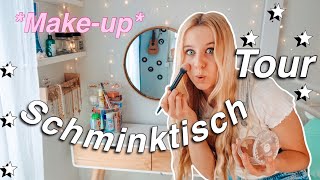 SCHMINKTISCH ROOMTOUR 💄MAKEUP AUFBEWAHRUNG amp ORDNUNG  MaVie [upl. by Yelad]