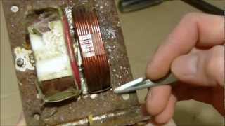 Rewiring of microwave Transformer MOT for spot welder howto [upl. by Greiner935]