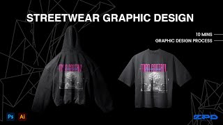 Streetwear Graphic Design Process  Photoshop  Illustrator  Midjourney [upl. by Eiltan]