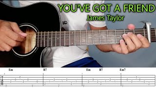 How to Play YOUVE GOT A FRIEND by James TaylorGuitar Tutorial with Tablature and Tabs on Screen [upl. by Tyne210]