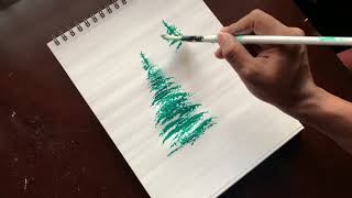 How to Paint Trees using Fan Brush For Beginners Easy amp Fun Daily Art Therapy [upl. by Malloy]