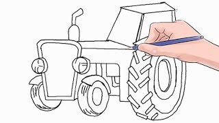 How to Draw a Tractor Easy Step by Step [upl. by Anaiad]