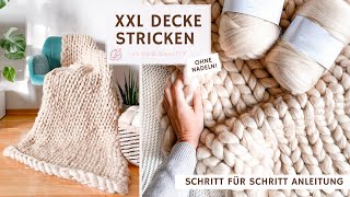 XXL Decke stricken ohne Nadeln für Anfänger  Fingerstricken  Armstricken [upl. by Ellison]