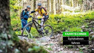 MTBFahrtechnik Spitzkehren auf dem Trail geschmeidig fahren  TechnikTutorial [upl. by Atilam]