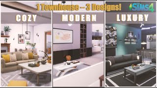 One Home Three Designs 🏡 Decorating a Stylish Townhouse in The SIMS 4 noCC Stop Motion [upl. by Kurland682]