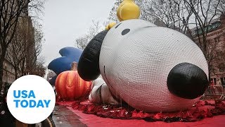 Balloon inflation for the Macys Thanksgiving Parade  USA TODAY [upl. by Ialohcin]