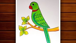 Parrot Drawing  How to Draw Parrot Step by Step for Beginners  Bird Drawing Colour [upl. by Eedahs]