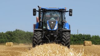 Out Big square baling New Holland T7210 with New Holland D1010 Big square baler [upl. by Yci]