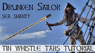 DRUNKEN SAILOR SEA SHANTY  60 second tin whistle tab tutorial [upl. by Egni459]