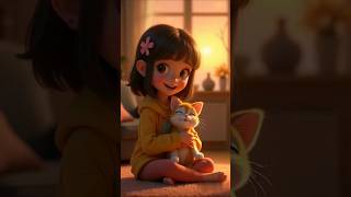 A Heartwarming scene of a young girl snuggling with her Cat in her Living RoomTrendsviralshort [upl. by Ehtiaf]