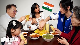 Korean Family Try Indian Food For The First Time [upl. by Fanchet]