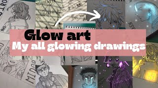 My all glowing art 🎭 drawing tutorial Every drawing in one videoart howtodrawtutorialstepbystep [upl. by Oigres]