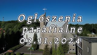 Ogłoszenia parafialne 3 listopada 2024 [upl. by Maud274]