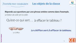 Les objets de la classe  Coquelicot  CE1 Unité 3  Enrichir son vocabulaire [upl. by Nikolia]