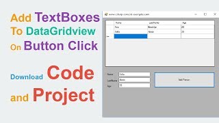 Add From TextBoxes To DataGridview On Button Click [upl. by Edee]