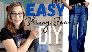 EASY DIY Skinny jeans to wideleg jeans UPCYCLE [upl. by Eilak]