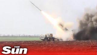 Russia launches deadly Sovietdesigned Smerch missiles [upl. by Eleynad]