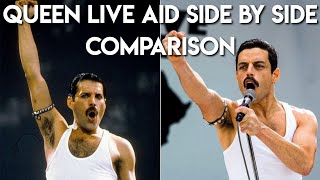 BOHEMIAN RHAPSODY MOVIE 2018 LIVE AID Side by Side w the QUEEN LIVE AID 1985 [upl. by Arotak67]