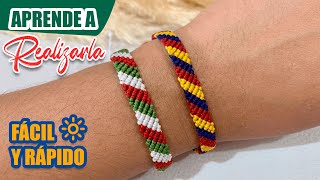 🔆 Aprende hacer esta linda Pulsera Tricolor de hilo  Fácil de Realizar🇲🇽🇨🇴🇻🇪 [upl. by Yuria]