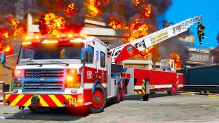 Biggest Tiller Ladder Fire Truck in GTA 5 [upl. by Torry]