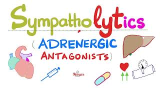 Sympatholytics Adrenergic Antagonists — Alpha blockers Beta blockers Calcium channel blockers [upl. by Rudelson]