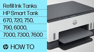 Refilling the Ink Tanks  HP Smart Tank 670 720 750 790 6000 7000 7300 7600 Ps  HP Support [upl. by Hakeem102]