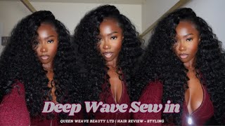 HOW TO Do Deep Wave Flip Over SewIn And Styling ft Queen Weave Beauty [upl. by Malek71]