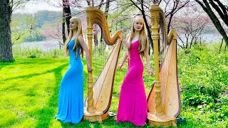 Morning Mood Grieg  Harp Twins Camille and Kennerly [upl. by Dlonra]