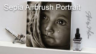 Sepia Airbrush Portrait  Step by Step Tutorial [upl. by Einahets]