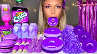 ASMR PURPLE FOOD JELLY DONUT PEEPS CANDY CORN POPPING BOBA ROCK CANDY GRAPE CRUSH MUKBANG 먹방 [upl. by Fenny]