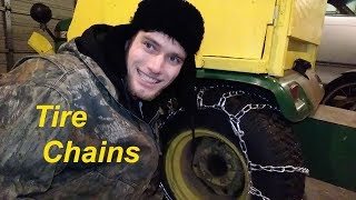 How to Put Tire Chains on a John Deere tractor [upl. by Aibos]