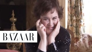 Susan Boyles Makeover  Behind the Scenes  Harpers BAZAAR [upl. by Atekehs]