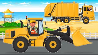 Wheel Loader and Garbage Truck  Waste Collection and Lifeguard Tower Construction  Vehicles [upl. by Yanaton702]