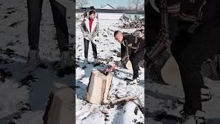 Wood chopping with an axe goodtools smartwork [upl. by Nosoj]