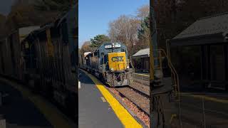 csx Freight train explodes horn through Norwood Depot [upl. by Nelon]