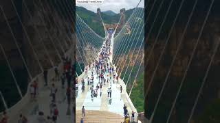 zhangjiajie glass bridge crack  cracking glass bridge prank in china [upl. by Nosle]