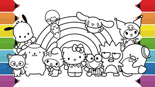 Sanrio Characters Coloring Pages  Hello Kitty Kuromi My Melody Pompompurin Cinnamoroll Keroppi [upl. by Eelarat]