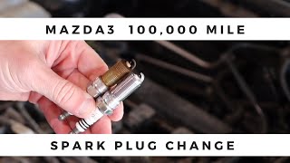 Mazda 3 Spark Plug Change Replacement 20L 23L 25L [upl. by Yadseut]