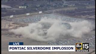 NOW COLLAPSE Pontiac Silverdome implosion in Detroit Michigan [upl. by Sheila723]