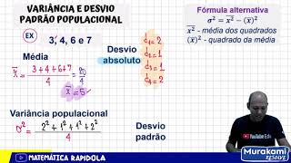 VARIÂNCIA E DESVIO PADRÃO POPULACIONAL 01  INTRODUÇÃO À ESTATISTICA [upl. by Yrrem38]