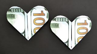 MY Money HEART  Easy Dollar Origami Tutorial Moneygami DIY by NProkuda [upl. by Edia]