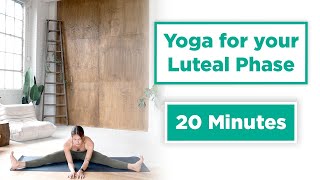 20 Minute Calming Yoga for the Luteal Phase [upl. by Leuamme]