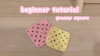 how to crochet a granny square🧸🫧crochet beginner tutorial  crochet easy project [upl. by Cate]