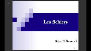 Chapitre 5 Les fichiers en langage C Cours des structures de données [upl. by Aronoh968]