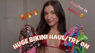 HUGE Bikini Haul Try On  Too Revealing 🧐🤭 [upl. by Earehc]