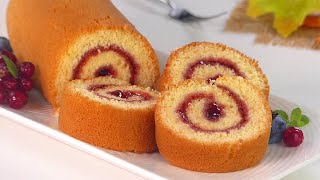 10 minutes Swiss Roll Cake without Oven  Basic swiss Jam roll cake recipe in frypan by Tiffin Box [upl. by Lebezej]