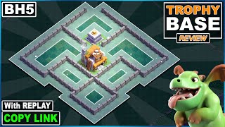 NEW BEST Builder Hall 5 Base COPY Link 2023 COC BH5 Trophy Base  Clash of Clans [upl. by Lorrie]