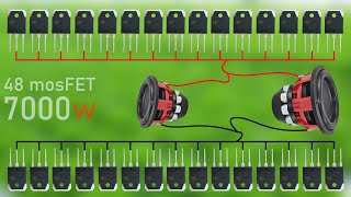 DIY Powerful Ultra Bass Amplifier 48 MosFET 75N75  80NF70  No IC  Simple circuit [upl. by Paryavi262]