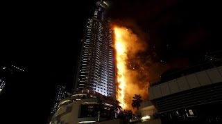 Violent incendie dans un hôtel de Dubaï Dubai skyscraper fire  31 12 2015  HD [upl. by Ainoval]