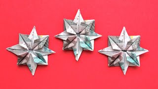 Kleiner Stern Origami Geldgeschenk GELD FALTEN  Money Little Stars  Tutorial by Euro Origami [upl. by Ninerb]